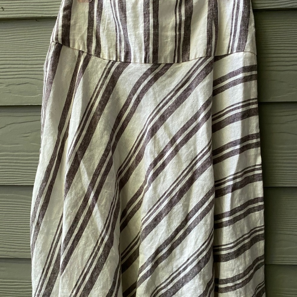 GAP Linen Stripe Flat Front Half Circle Skirt